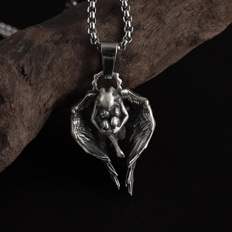 Vintage Sleeping Angel Hug Pendant Necklace Men Women