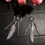 Vintage Dream Catcher Drop Earrings Cubic Zircon Silver Jewelry
