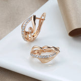 Vintage 585 Rose Zircon Earrings Party Hoops Wedding Bling Jewelry