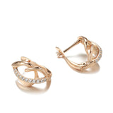 Vintage 585 Rose Zircon Earrings Party Hoops Wedding Bling Jewelry