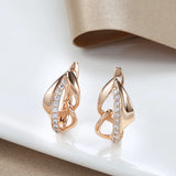 Vintage 585 Rose Zircon Earrings Party Hoops Wedding Bling Jewelry
