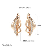 Vintage 585 Rose Zircon Earrings Party Hoops Wedding Bling Jewelry