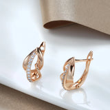 Vintage 585 Rose Zircon Earrings Party Hoops Wedding Bling Jewelry