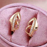 Vintage 585 Rose Zircon Earrings Party Hoops Wedding Bling Jewelry