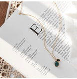 Green Agate Irregular Pendant Necklace Clavicle Chain Titanium Steel Necklace