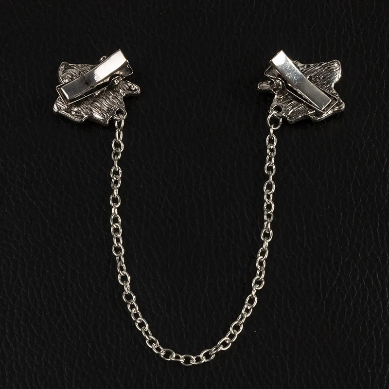 Vintage Enamel Rose Tassel Chain Brooch Shirt Collar Lapel Pin