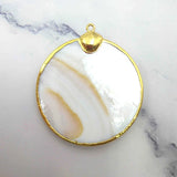 Vintage Evil Eye Shell Pendant Plated Brass Charms for Necklace