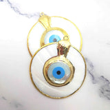 Vintage Evil Eye Shell Pendant Plated Brass Charms for Necklace