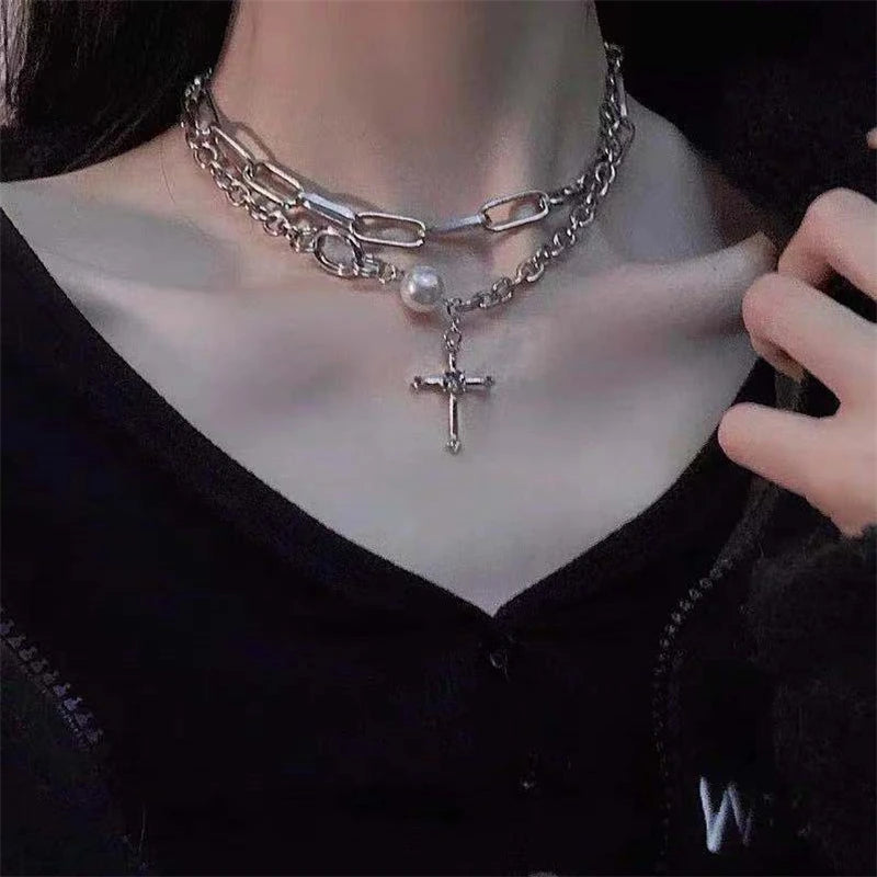 Vintage Heart Multilevel Chain Pendant Necklace for Women Boho Jewelry Gift