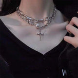 Vintage Heart Multilevel Chain Pendant Necklace for Women Boho Jewelry Gift