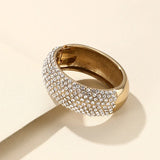 Vintage Crystal Stainless Steel Bangles for Women Wide Round Open Bracelet