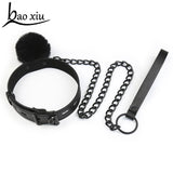 Vintage Goth Faux Leather Fur Pendant Necklace Choker