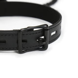 Vintage Goth Faux Leather Fur Pendant Necklace Choker