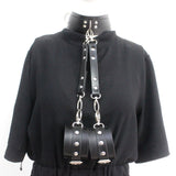 Vintage Goth Red Faux Leather Collar Big Necklace Set