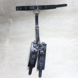 Vintage Gothic Faux Leather Collar Big Ring Necklace Set