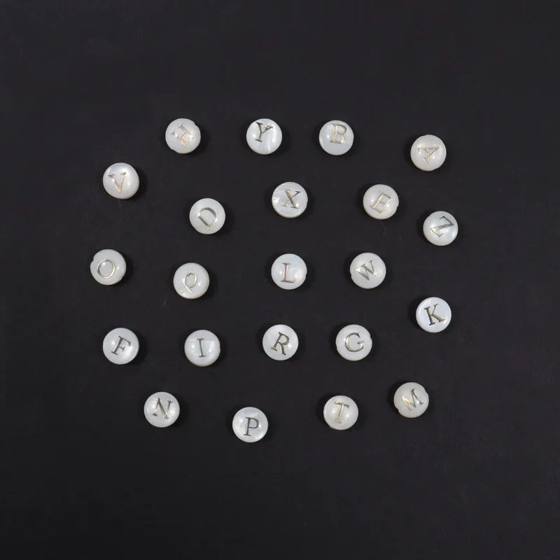 Vintage Initial Letter Necklace Women 6mm Simulated Pearl Bead Necklace