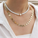 Vintage Initial Letter Necklace Women 6mm Simulated Pearl Bead Necklace