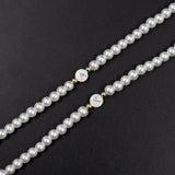 Vintage Initial Letter Necklace Women 6mm Simulated Pearl Bead Necklace