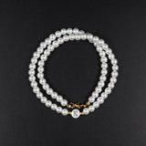 Vintage Initial Letter Necklace Women 6mm Simulated Pearl Bead Necklace