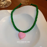 Vintage Heart Pendant Necklace with Pearl