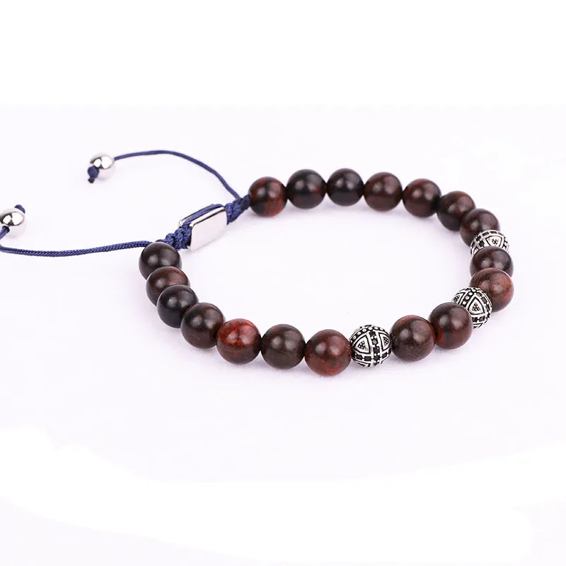 Vintage Cross Ball Wooden Beaded Macrame Bracelet Bangle