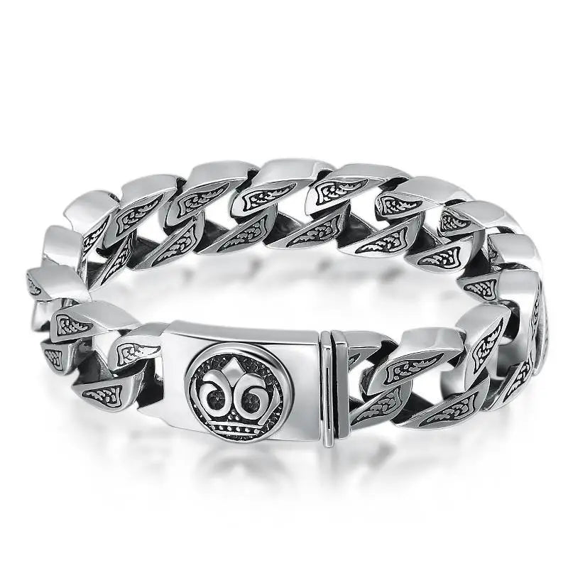 Vintage Men's Silver Bracelet Locomotive Style Rough And Domineering