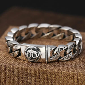Vintage Men's Silver Bracelet Locomotive Style Rough And Domineering
