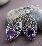 Vintage Moonstone Earrings Silver Flower Birds Hook Dangle Earring