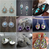 Vintage Moonstone Earrings Silver Flower Birds Hook Dangle Earring