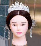 Vintage Multilayer Silver Crystal Pearl Tiara Crown Wedding Hair Accessories