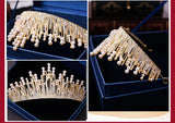 Vintage Multilayer Silver Crystal Pearl Tiara Crown Wedding Hair Accessories