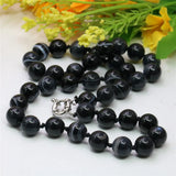 Vintage Agates Round Beads Necklace Chain 18inch Y775