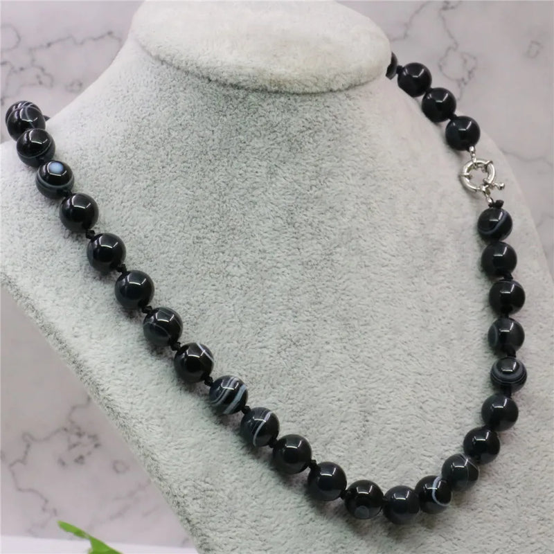 Vintage Agates Round Beads Necklace Chain 18inch Y775