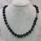 Vintage Agates Round Beads Necklace Chain 18inch Y775