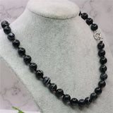 Vintage Agates Round Beads Necklace Chain 18inch Y775
