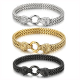 Vintage Stainless Steel Wolf Head Bracelet 8mm