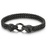 Vintage Stainless Steel Wolf Head Bracelet 8mm
