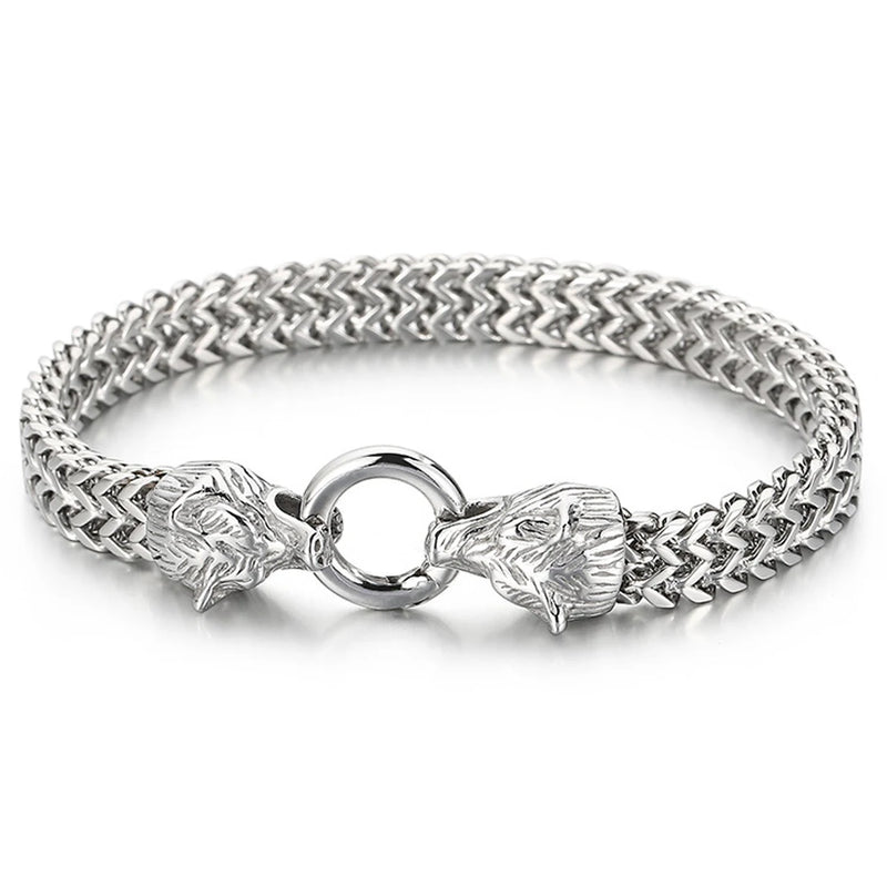 Vintage Stainless Steel Wolf Head Bracelet 8mm
