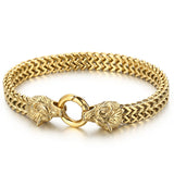 Vintage Stainless Steel Wolf Head Bracelet 8mm