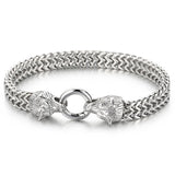 Vintage Stainless Steel Wolf Head Bracelet 8mm
