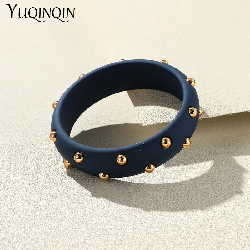 Vintage Resin Crystal Bangles Geometric Wide Cuff Bracelets