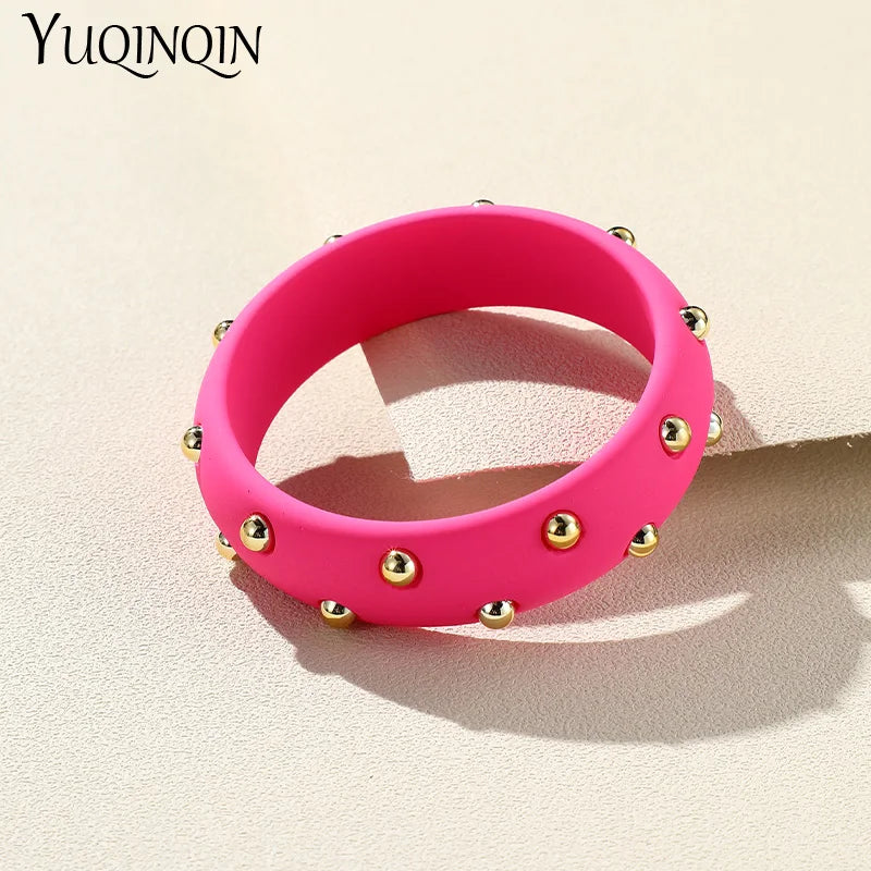 Vintage Resin Crystal Bangles Geometric Wide Cuff Bracelets