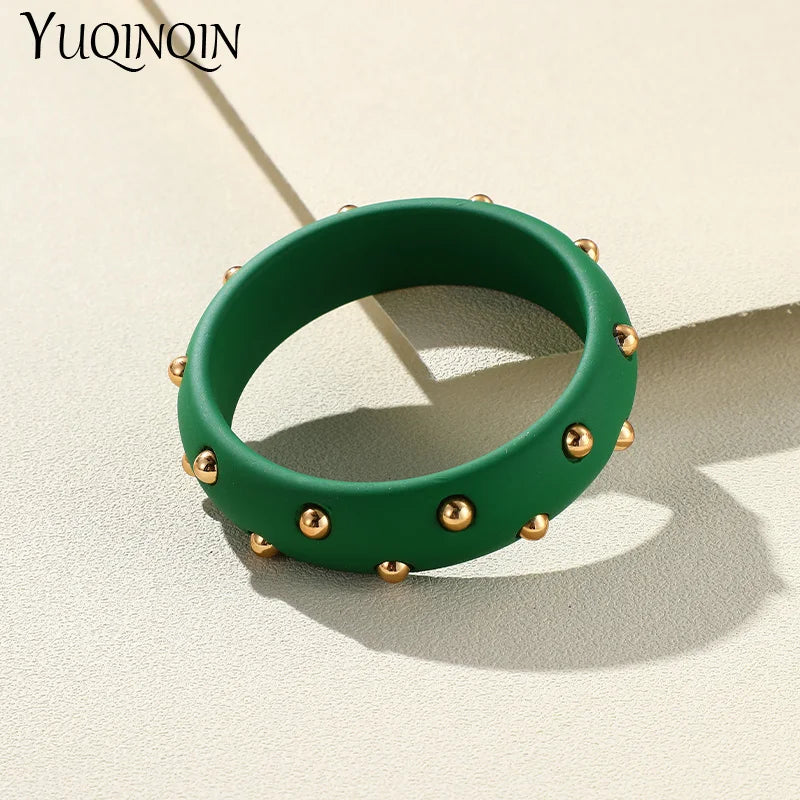 Vintage Resin Crystal Bangles Geometric Wide Cuff Bracelets