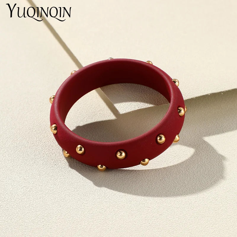 Vintage Resin Crystal Bangles Geometric Wide Cuff Bracelets