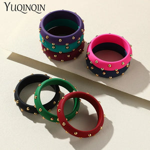 Vintage Resin Crystal Bangles Geometric Wide Cuff Bracelets