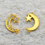 Vintage Rhinestone Necklace Charms Findings Islamic Crescent Moon Star