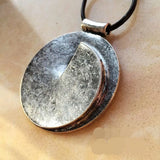 Vintage Round Alloy Leather Pendant Necklace
