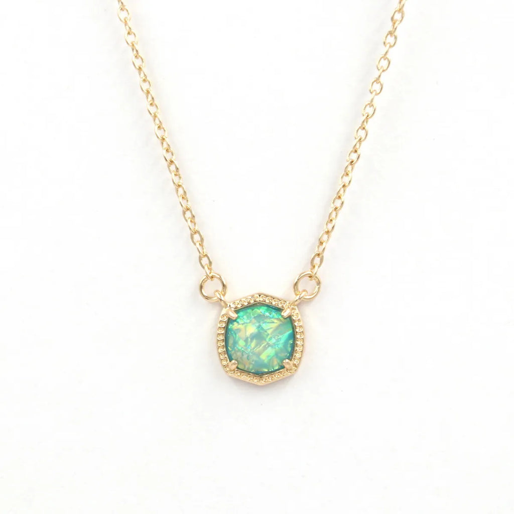 Vintage Geometric Candy AB Hexagon Pendant Necklace Christmas