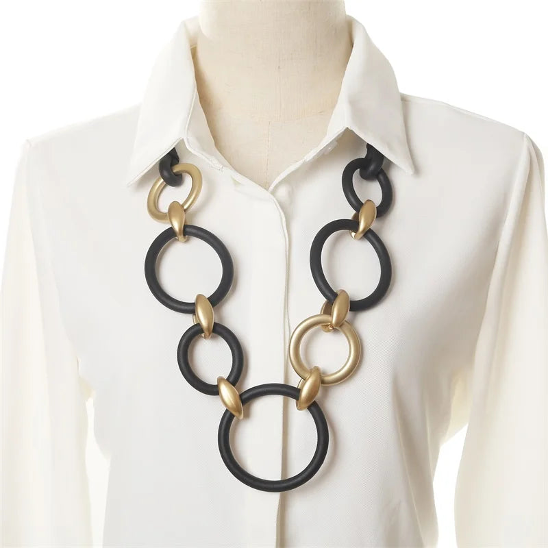 Vintage Style Leather Pendant Necklace Classic Sweater Chain