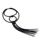 Vintage Style Leather Pendant Necklace Classic Sweater Chain